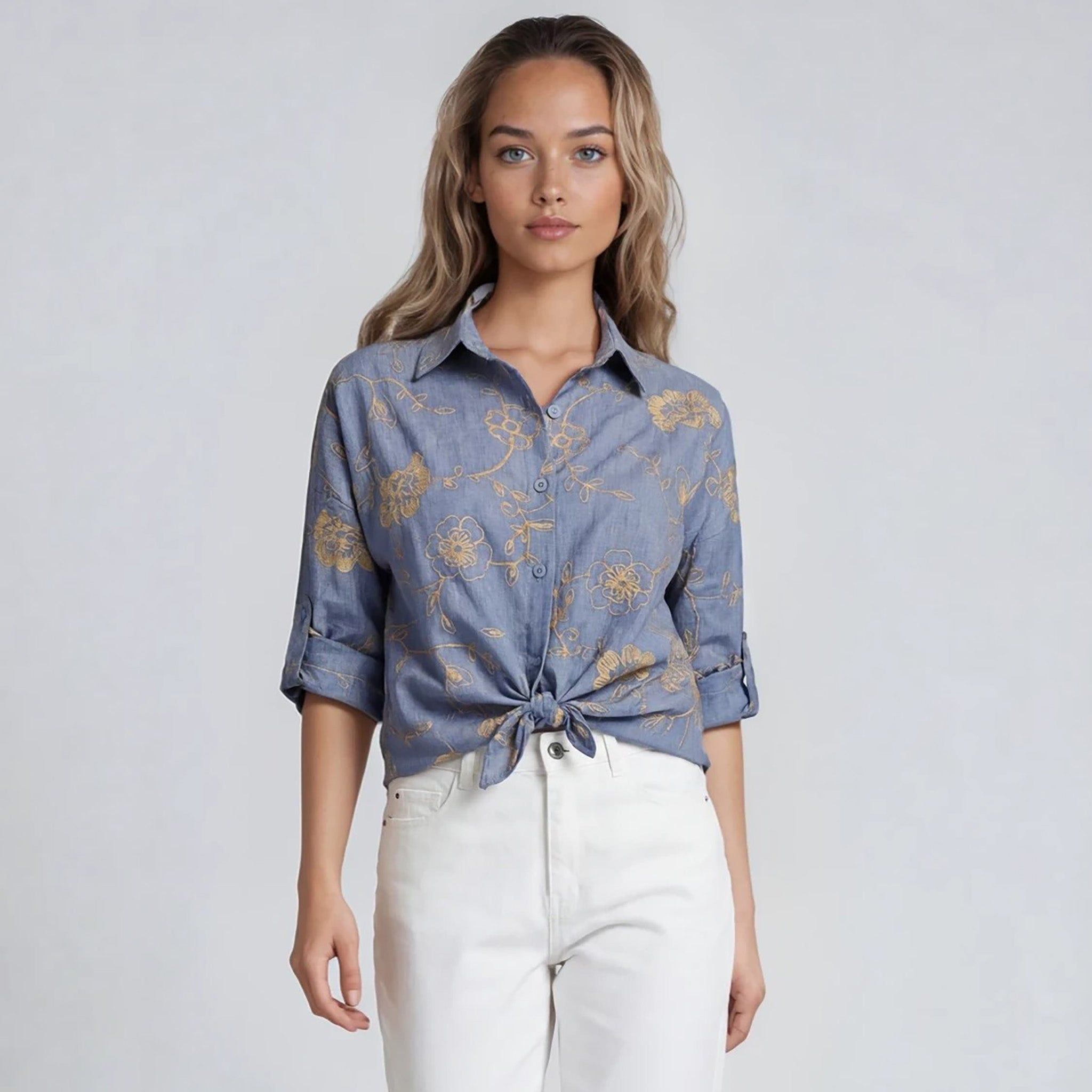 Floral Pattern Button-Up Shirt