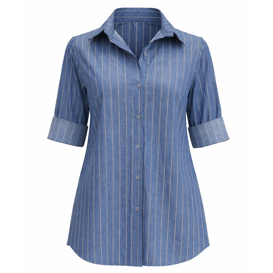 Pinstripe Button-Down Shirt – Relaxed Fit