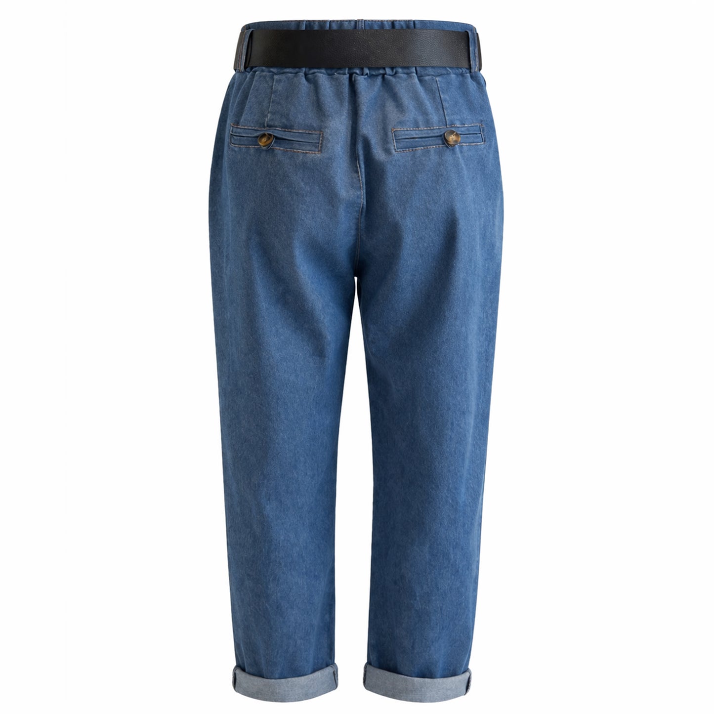 High Waist Denim Pants with Belt