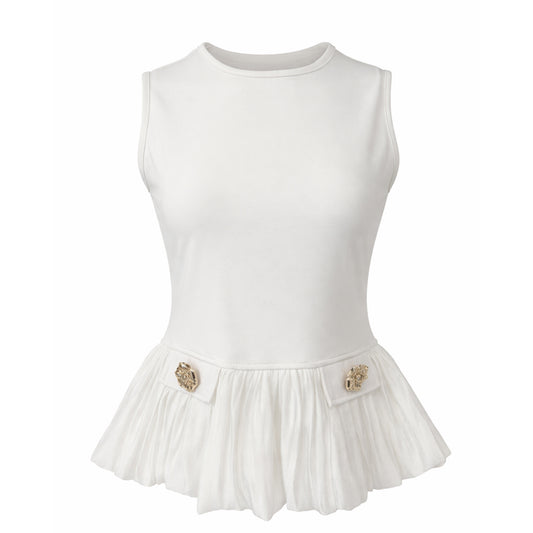 Peplum Top with Gold Buttons