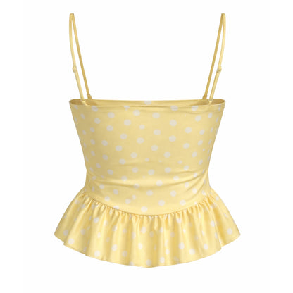 Polka Dot Bustier Peplum Top