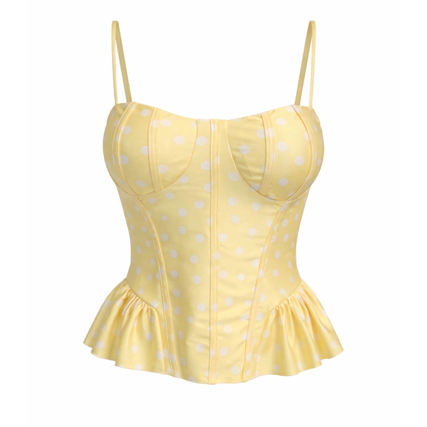 Polka Dot Bustier Peplum Top
