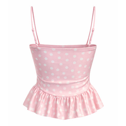 Polka Dot Bustier Peplum Top