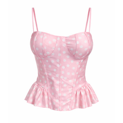Polka Dot Bustier Peplum Top