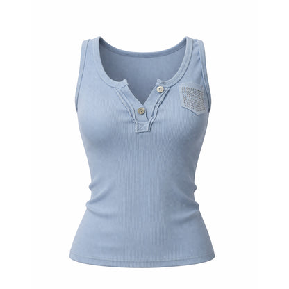 Ribbed Henley Tank