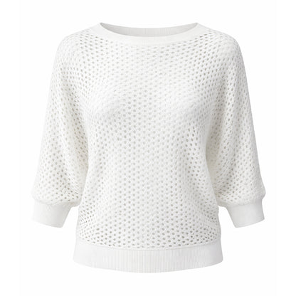 Open-Knit Batwing Sweater Top
