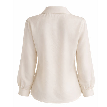 Sheer Relaxed Fit Button-Up Blouse