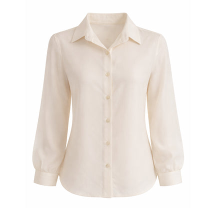Sheer Relaxed Fit Button-Up Blouse