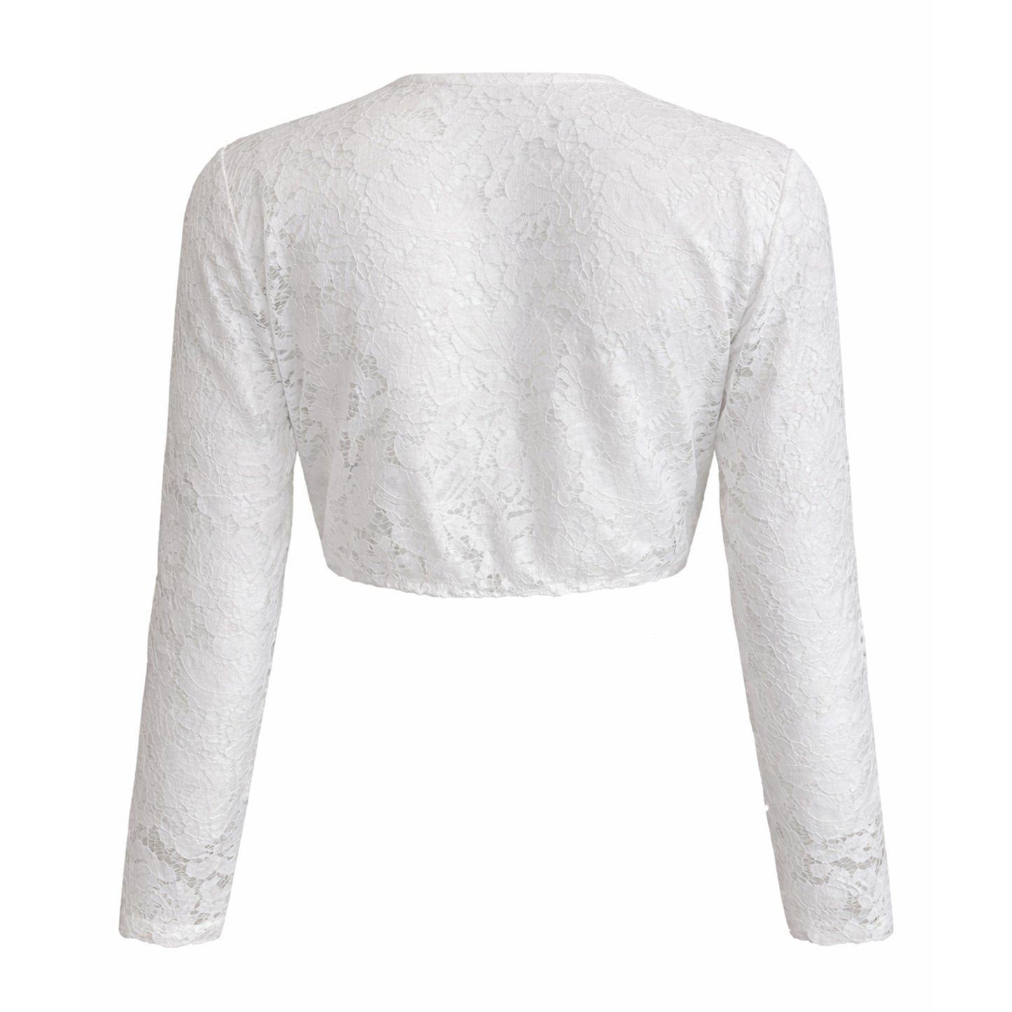 Sheer Lace Tie-Front Crop Top
