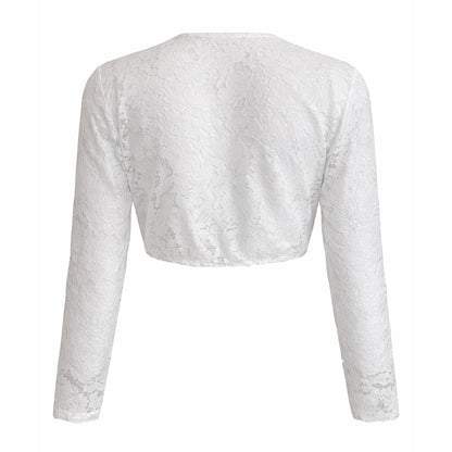 Sheer Lace Tie-Front Crop Top