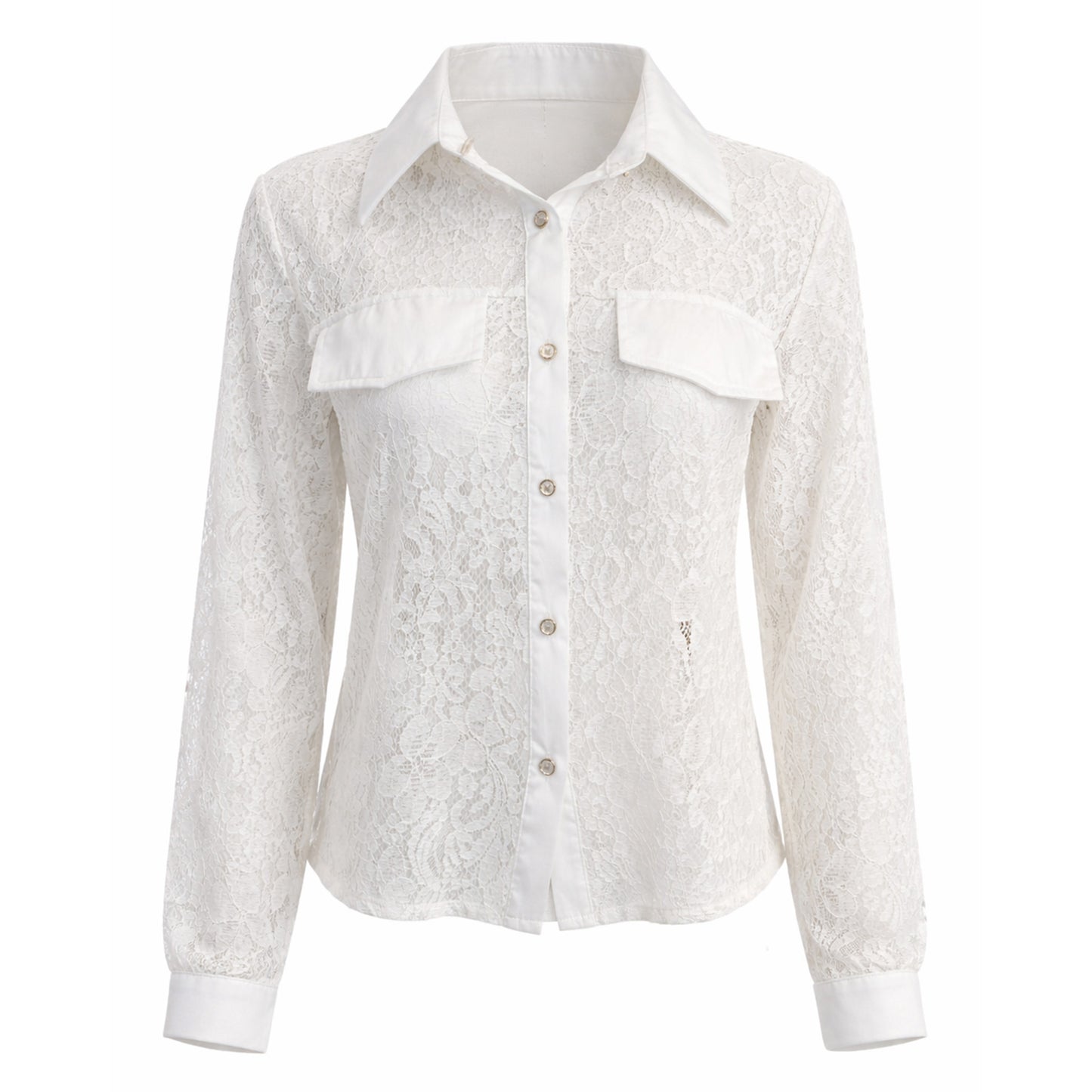 Lace Button-Up Blouse