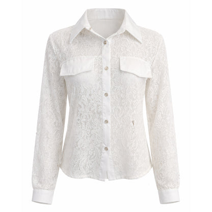 Lace Button-Up Blouse