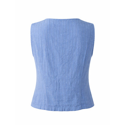 Linen Button Vest Top