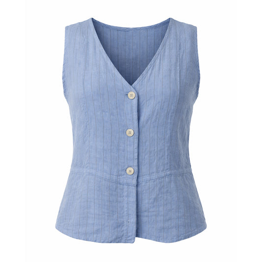 Linen Button Vest Top